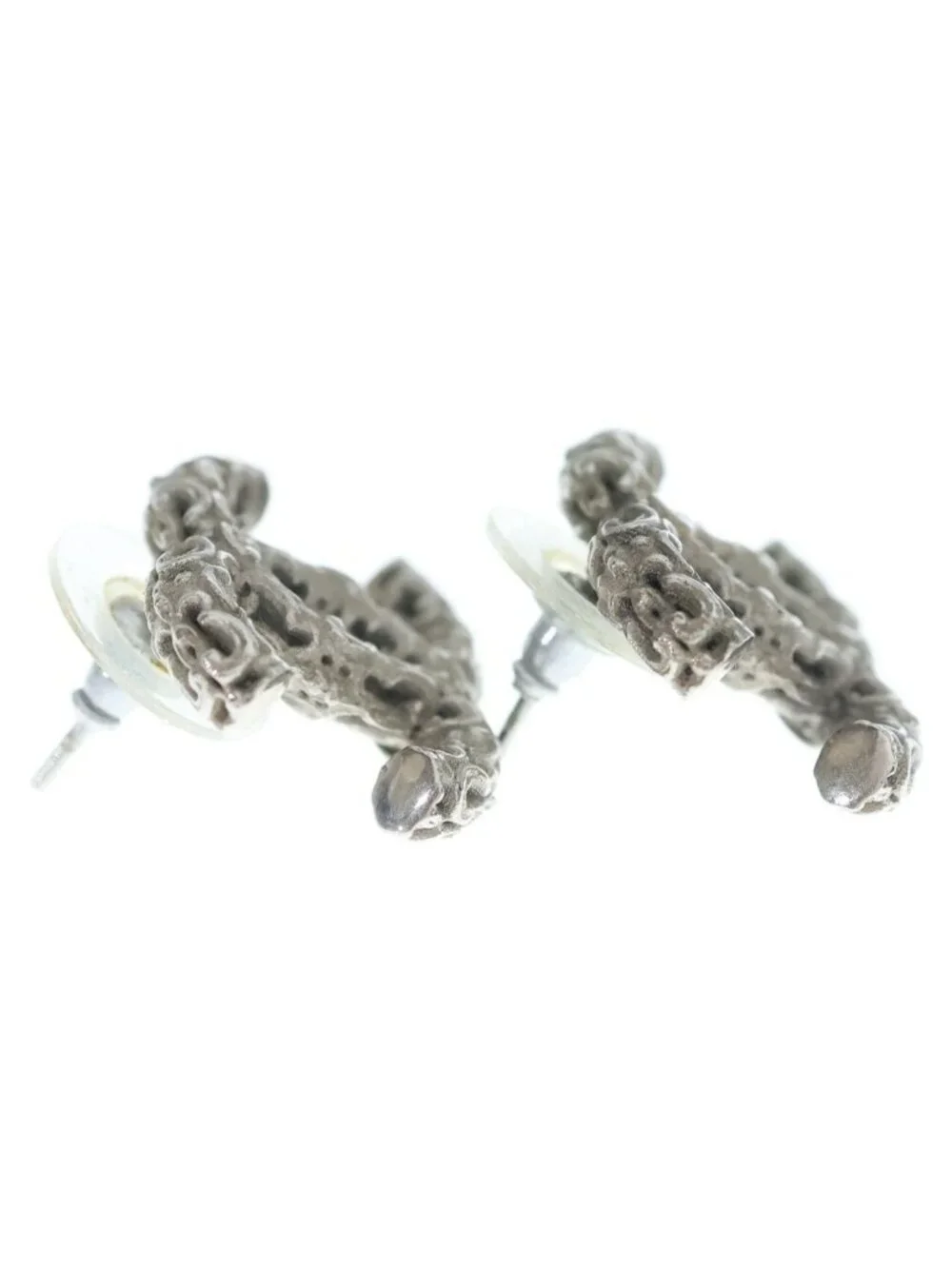 Chanel CC Logo Stud Earrings Silver